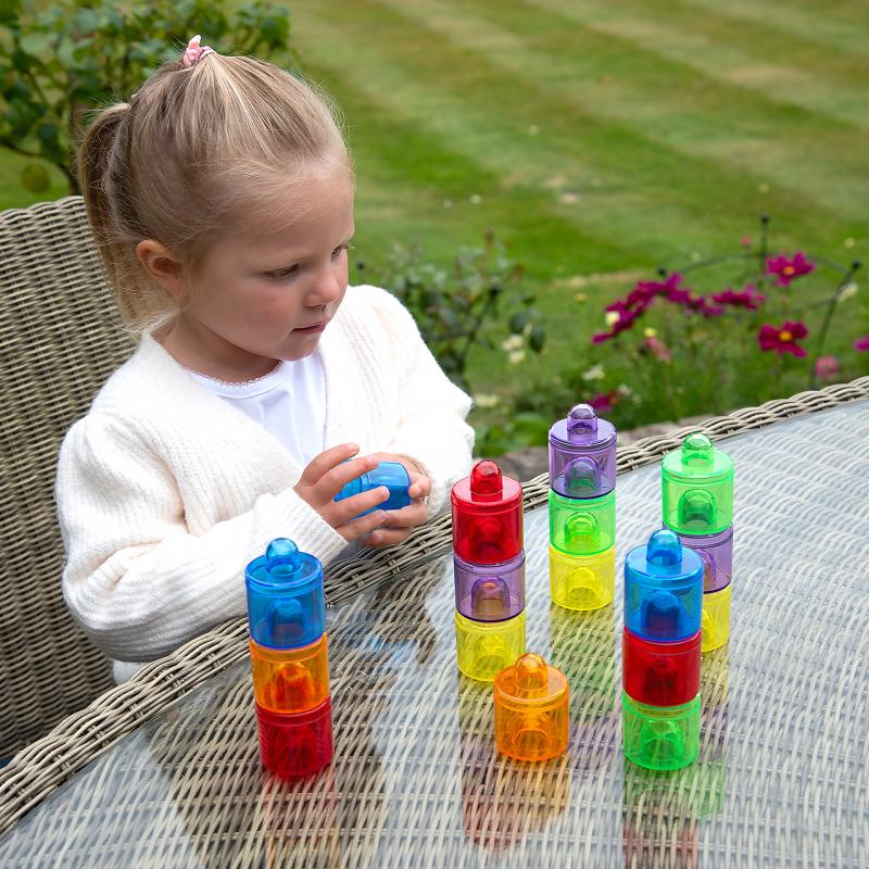 Translucent Colour Stackable Pot Set - Pk18, Learning SPACE