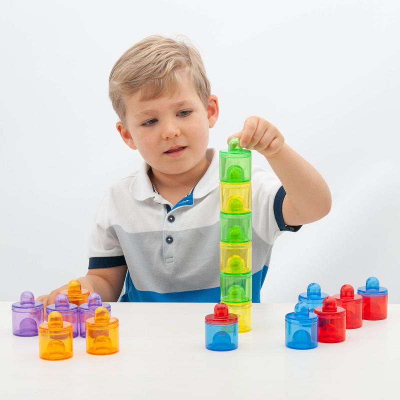 Translucent Colour Stackable Pot Set - Pk18, Learning SPACE
