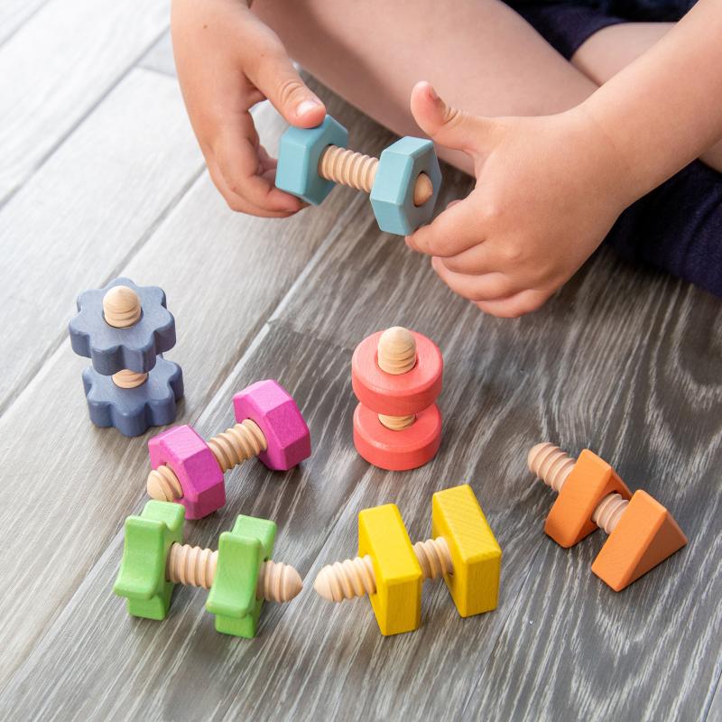 Rainbow Wooden Nuts & Bolts - Pk21, Learning SPACE