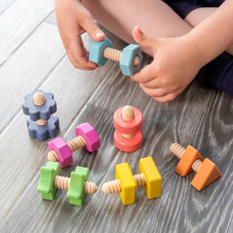 Rainbow Wooden Nuts & Bolts - Pk21, Learning SPACE