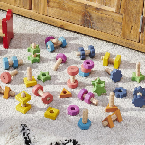 Rainbow Wooden Nuts & Bolts - Pk21, Learning SPACE
