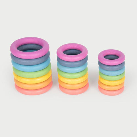 Rainbow Wooden Rings - Pk21, Learning SPACE