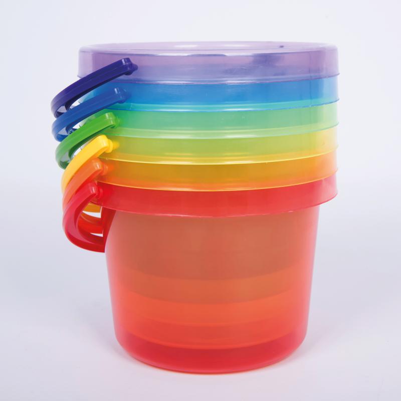 Translucent Colour Bucket Set - Pk6, Pool, Water & Sand Toys Learning SPACE